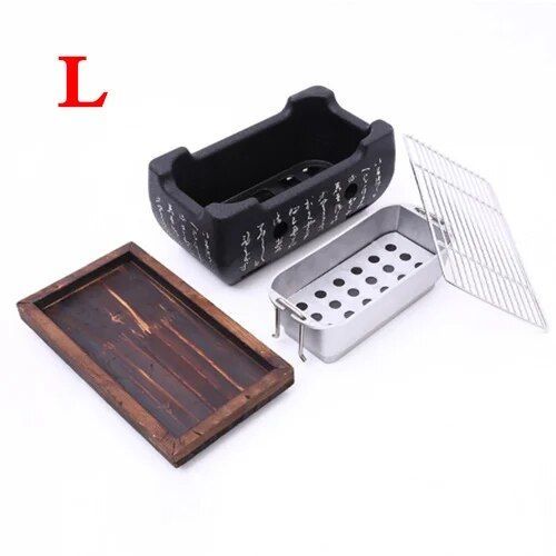 Mini Barbecue Carré en Acier Inoxydable 304,Grilles Simples à Mailles Coréennes,Filet Antiadhésif,pour Charbon de Bois,T1 - Type stove03