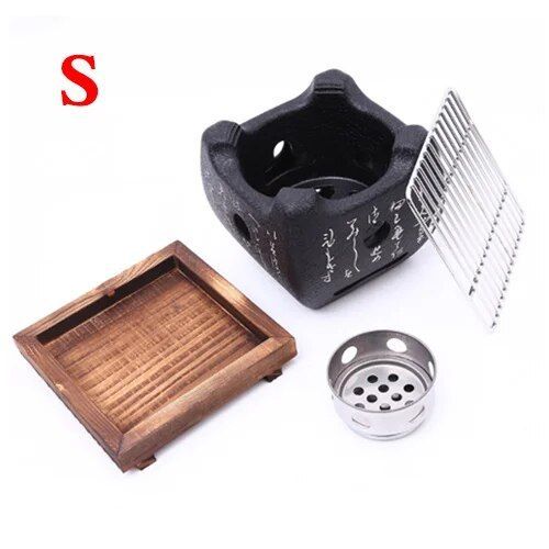Mini Barbecue Carré en Acier Inoxydable 304,Grilles Simples à Mailles Coréennes,Filet Antiadhésif,pour Charbon de Bois,T1 - Type stove01