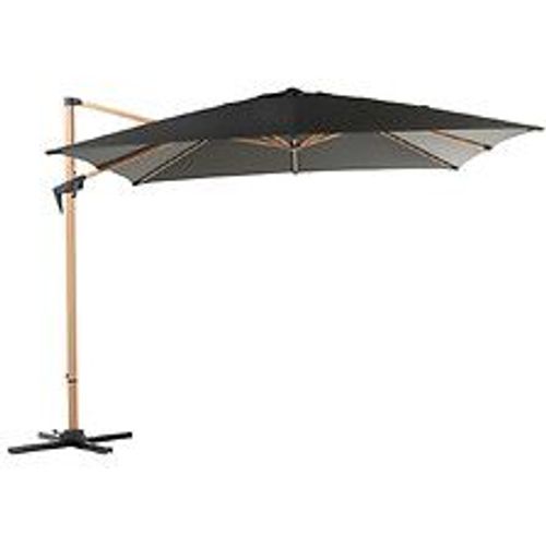 Parasol De Jardin D?Port? Roma Look Bois ? Manivelle 3 X 3 M - Heat Oak/Gris