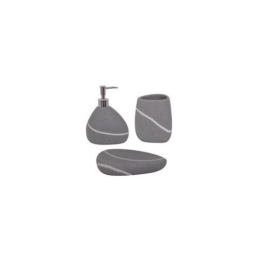 MSV ensemble 3 accessoires de salle de bain C?ramique ZEN Gris