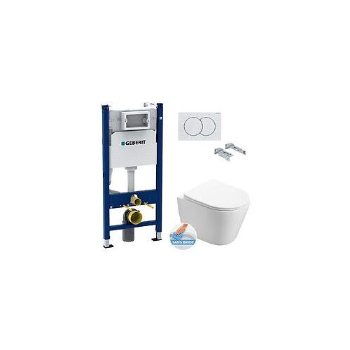 Pack WC B?ti-support + WC Swiss Aqua Technologies Infinitio sans bride, fixations invisibles + Plaque blanche