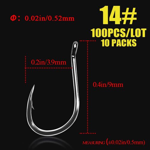 Packs 30pcs-3 - Taille 14 - Daiwa Hameçon De Pêche En Eau Salée, En Acier À Haute Teneur En Carbone, Avec Anneau, Japonais