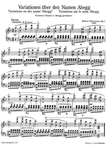 Variations Abegg Op.1 Pour Piano 2 Mains
