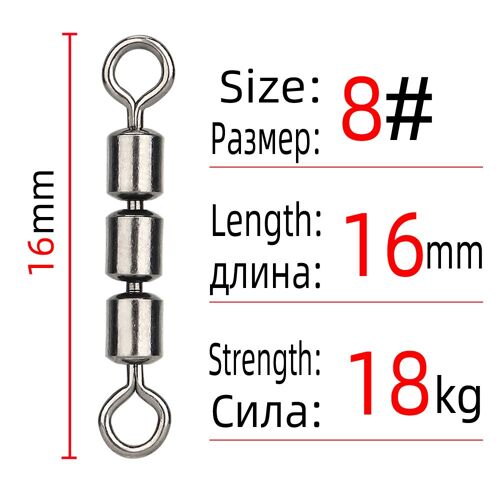 30 Pcs - Taille 8 - Connecteur De Pêche Triptyque, Roulement À Grande Vitesse, Pivots Roulants Pour Hameçons, Matériel De Pêche