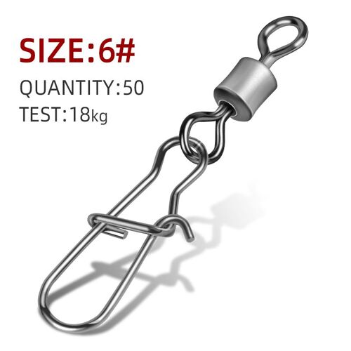 Connecteur De Pêche En Acier Inoxydable, Roulement À Broche, Mousqueton Pivotant Pour Crochet De Leurre, Accessoires De Matériel De Pêche, 50 Pièces