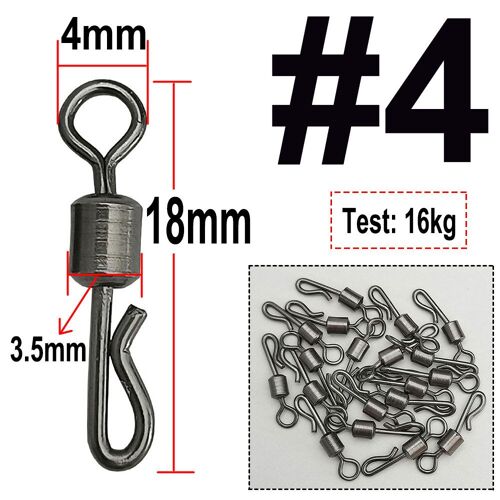 100 Pcs - Nickel Taille 4 - Connecteur De Pêche Pivotant À Roulement En Forme De Q, Pivots À Changement Rapide Pour La Carpe, Accessoires De Matériel