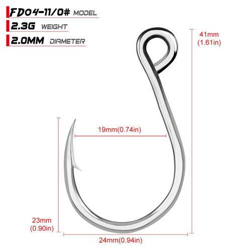 20pcs - 11-0 - 20pcs Sea Fishing Hook High Carbon Steel Fish Hook Corrosion Resistant With Barbs Sharp Fishing Hooks Suitable For Boat Fishing