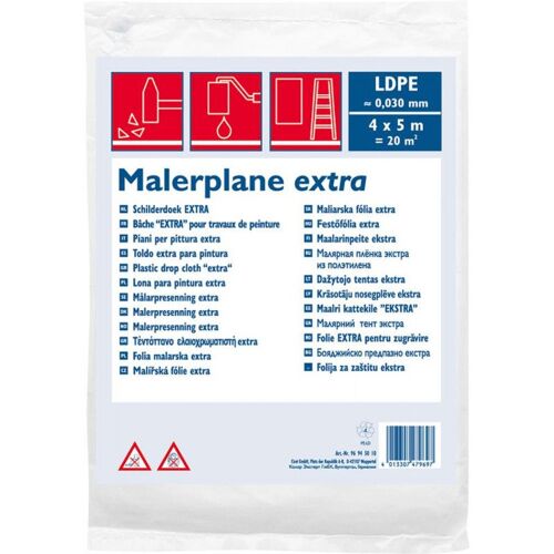 Bache travaux peinture LDPE reg. 30 my 4 x 5 m translucide