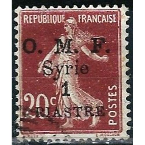 Syrie, Occupation Française 1920 / 22, Beau Timbre Yvert 60, Semeuse 20c. Lilas Brun, Surchargé "O.M.F. Syrie 1 Piastre", Oblitéré, Tbe.