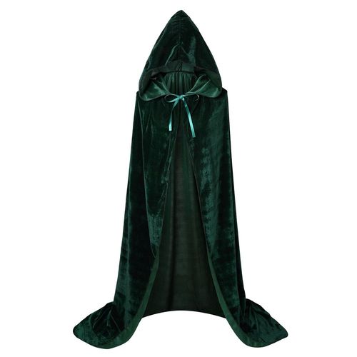 Cape De Velours Verte À Capuche Longue Pour Adultes Unisexe, 130 Cm - Idéale Pour Halloween, Noël, Fêtes Costumées, Déguisements Et Photoshoots