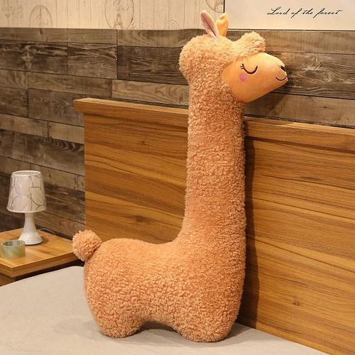Brun - 100cm - Peluche en alpaga, jouet japonais doux, en forme de mouton Llama, poupées animales, oreiller de sommeil, décoration de lit pour la maison, cadeau