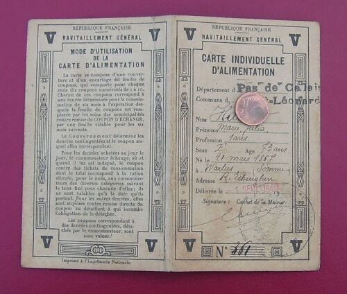 Carte D Alimentation , Ravitaillement Général