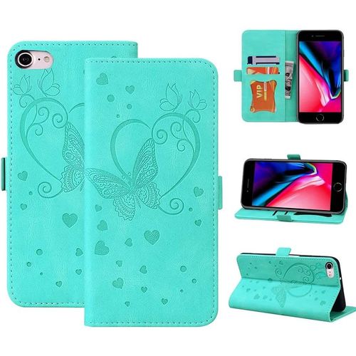 Coque Iphone Se 2022 5g, Coque Iphone Se 2020, Coque Iphone 8, Iphone 7, Flip Case Pour Iphone 7/8/Se 2/Se 3, Vert