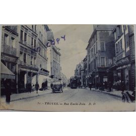 Carte Postale Ancienne De Troyes : La Rue Émile Zola.Phot Daniel Delboy Mirecourt.Au Verso Timbre Semeuse 25c 1927 Oblitéré.