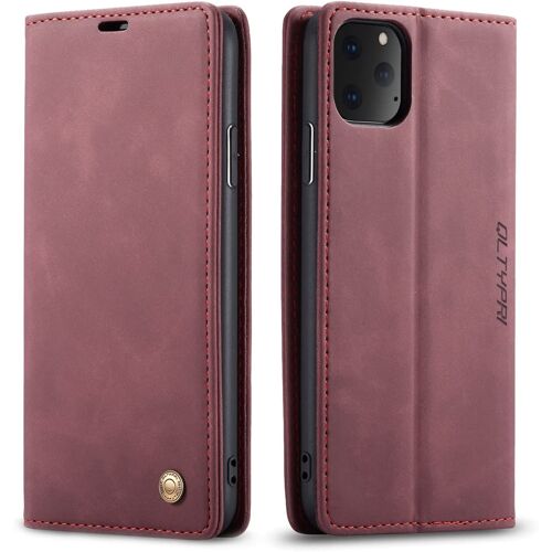 Coque pour iPhone 11 Pro Max, Fentes Cartes Cuir PU Vintage iPhone 11 Pro Max - Rouge
