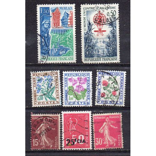 France- Lot De 8 Timbres Oblitérés Divers