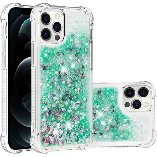 Coque Pour Apple Iphone 12 Pro, Coin Airbag Antichute Sables Mouvants Coque Tpu Bumper Sparkle Case Apple Iphone 12 Pro. Ybw Love Green