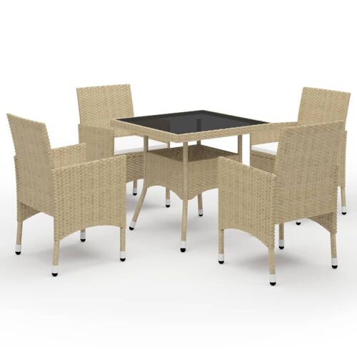 Vidaxl Ensemble À Dîner De Jardin 5 Pcs Résine Tressée Et Verre Beige