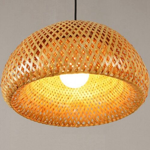 Yo-Abat-Jour En Bambou Et Rotin Tissé À La Main, Double Couche, Design De Lampe Asiatique Rustique Japonais