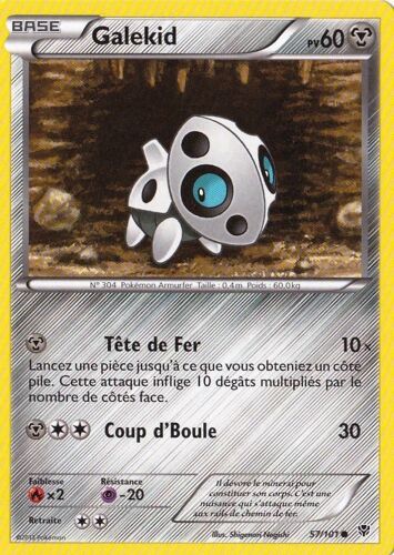 Carte Pokémon 057/101 Galekid 60 Pv Série Bw Explosion Plasma Neuf