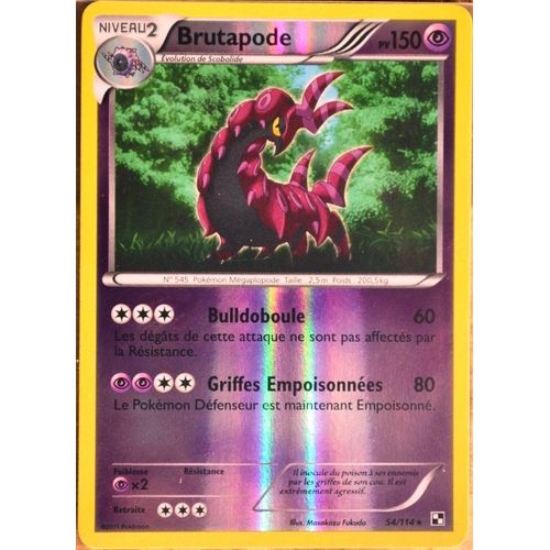 Carte Pokémon 54/114 Brutapode 150 Pv - Reverse Noir & Blanc Neuf Fr