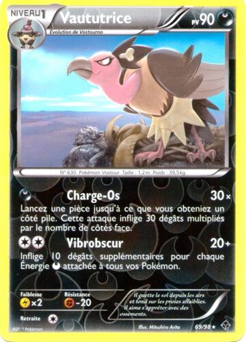 Carte Pokemon Bw - Pouvoirs Emergents - Vaututrice 90 Pv - 69/98 Rare - Reverse
