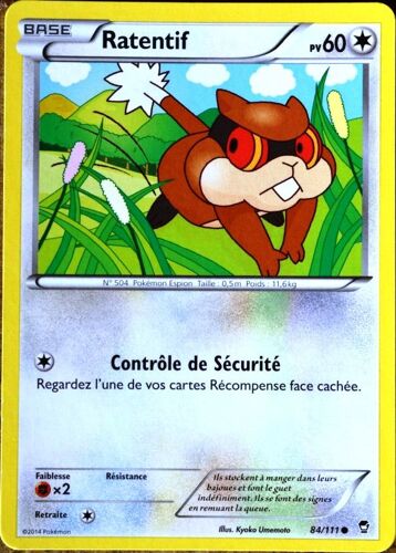 Carte Pokémon 84/111 Ratentif 60 Pv Xy03 Poings Furieux Neuf Fr