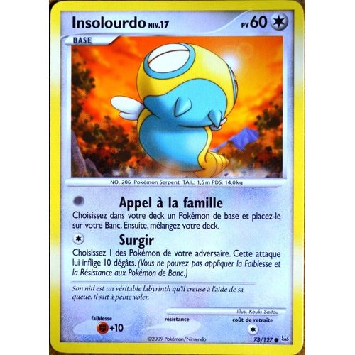Carte Pokémon 73/127 Insolourdo Lv.17 60 Pv Platine Neuf Fr