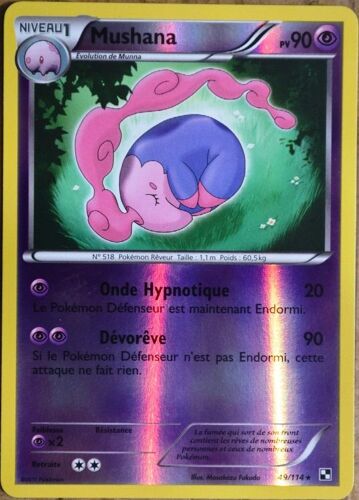 Carte Pokémon 49/114 Mushana 90 Pv - Reverse Noir & Blanc Neuf Fr