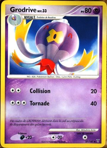 Carte Pokémon 57/147 Grodrive Lv.33 80 Pv Platine Vs Neuf Fr