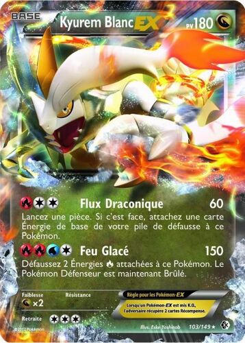 Carte Pokémon 103/149 Kyurem Blanc Ex 180 Pv Série Frontières Franchies Neuf Fr