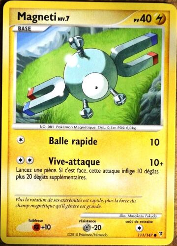 Carte Pokémon 111/147 Magneti Lv.7 40 Pv Platine Vs Neuf Fr