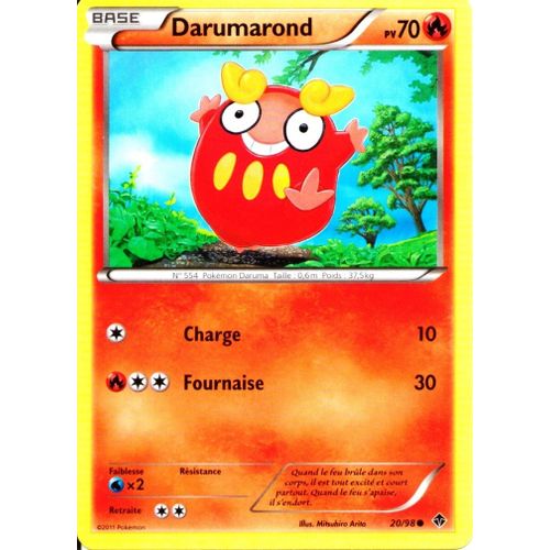 Carte Pokémon 20/98 Darumarond 70 Pv Pouvoirs Emergents Neuf Fr