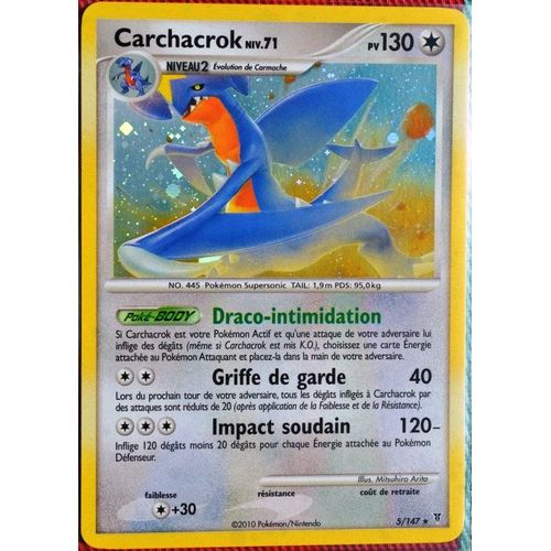 Carte Pokémon 5/147 Carchacrok 130 Pv Série Platine Vs Neuf Fr
