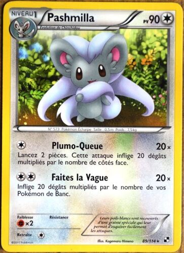 Carte Pokémon 89/114 Pashmilla 90 Pv Série Noir & Blanc Neuf Fr