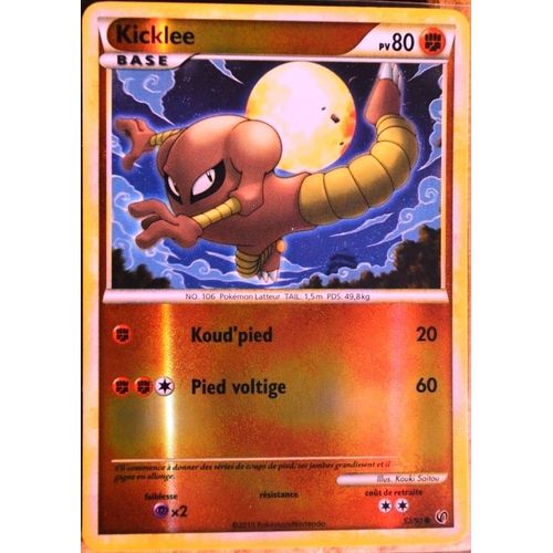 Carte Pokémon 52/90 Kicklee 80 Pv - Reverse Hs Indomptable Neuf Fr