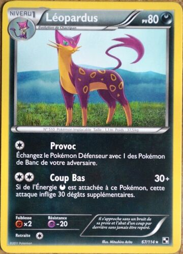 Carte Pokémon 67/114 Léopardus 80 Pv Série Noir & Blanc Neuf Fr