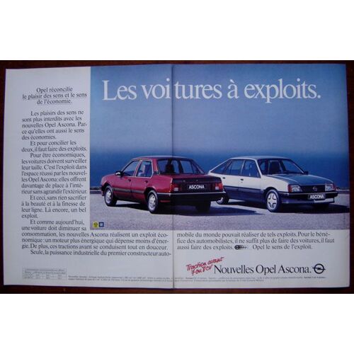 Publicité Papier - Voitures Opel Ascona De 1981