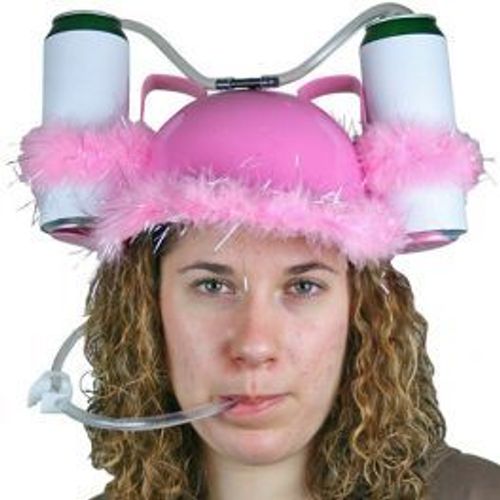 Casque À Support Boissons Rose Avec Plumes
