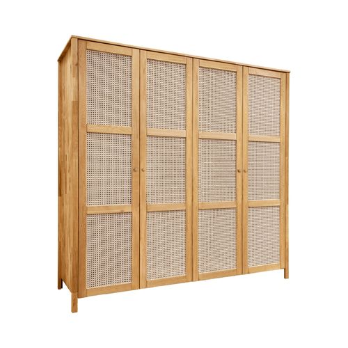 Armoire En Chêne Massif Et En Cannage 4 Portes