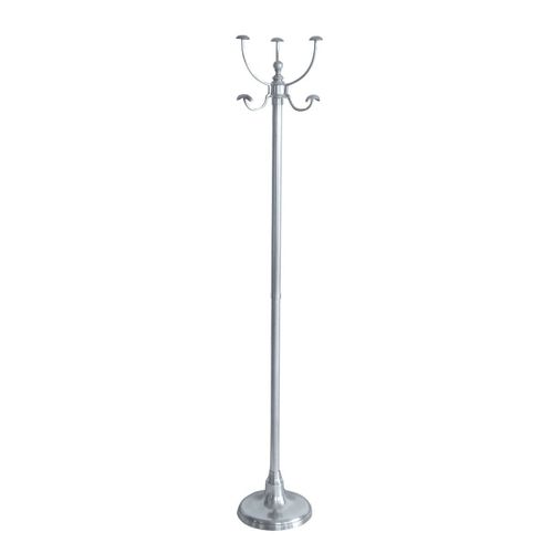Porte-manteau sur pied en laiton finition argent vieilli - H178 cm