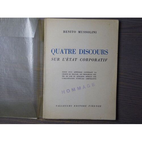 Quatre Discours Sur L'etat Corporatif. S