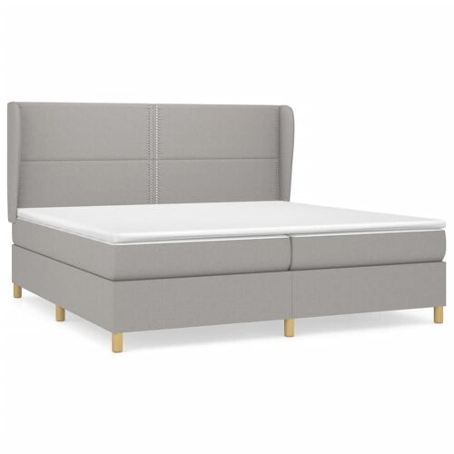 Lit à sommier tapissier avec matelas Gris clair 200x200cm Tissu