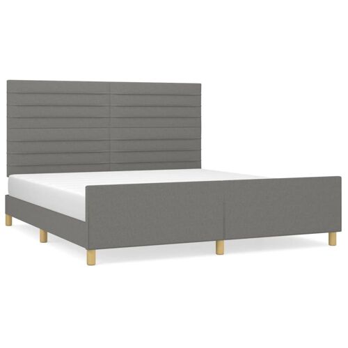 vidaXL Cadre de lit avec tête de lit Gris foncé 160 x 200 cm Tissu