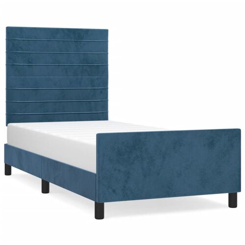 vidaXL Cadre de lit avec tête de lit Bleu foncé 90x200 cm Velours