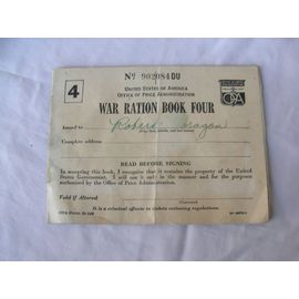 Ww2 Us Carnet De Rationnement Américain " War Ration Book Four " Personnalisé 1943 N°902084