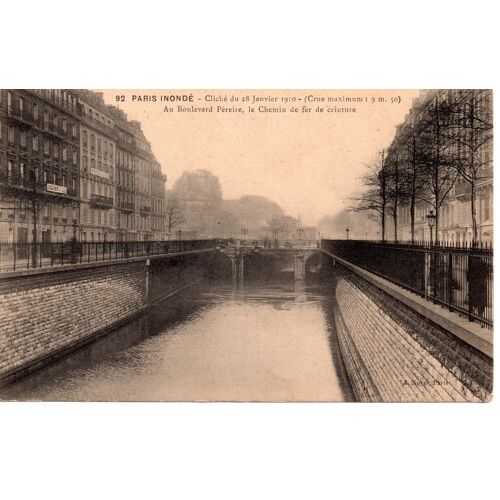75 Paris Inondé, Cliché Du 28 Janvier 1910 Au Boulevard Pereire, Le Chemin De Fer De Ceinture