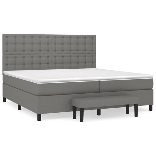Lit à sommier tapissier avec matelas Gris foncé 200x200cm Tissu