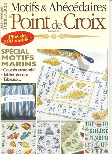 Point De Croix  Motifs Et Abécédaires 11 Spécial Motifs Marins Coussins Customisés, Tablier Décoré,.