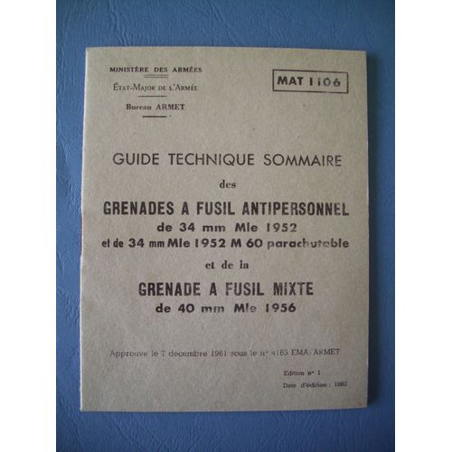 Guide Technique / Gren. Fus. Modele 52 Et 56